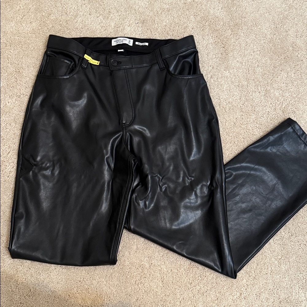 Abercrombie Curve Love Black Vegan Leather Pants